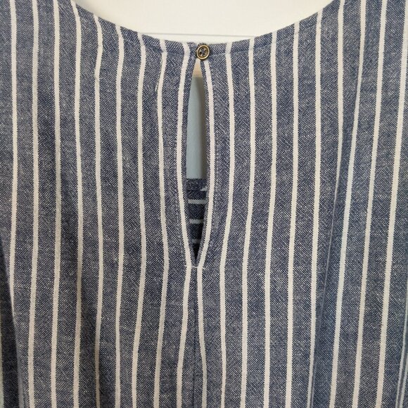 Seersucker Striped Linen Dress with Tie Waist - Picture 5 of 6